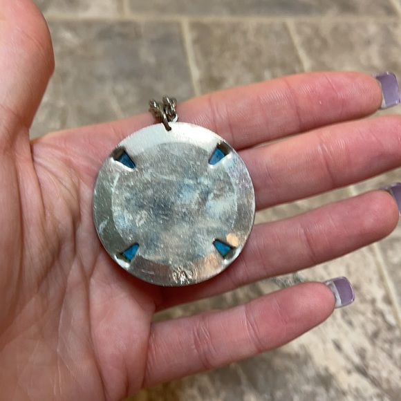 Vintage nickel silver teal eagle necklace - Picture 3 of 6